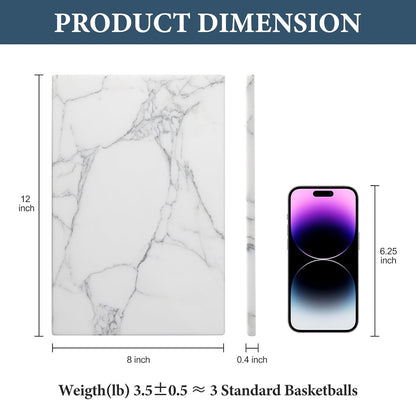 Koville Italian Natural Marble Cutting Board for Kitchen Pastry Bread Macaron Display, 12" x 8" Real Stone Slab Marble Cheese Board for Counter