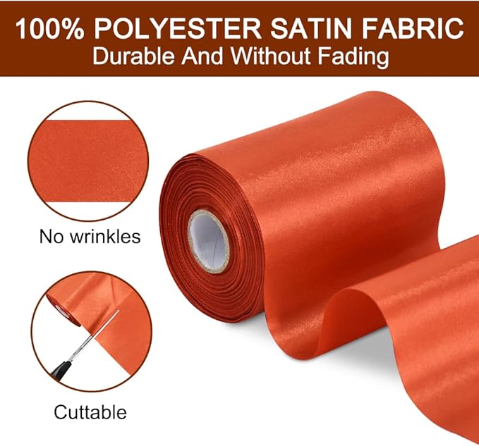 TONIFUL 4 Inch Wide Copper Solid Satin Ribbon 22yd Fabric Large Ribbon for Cutting Ceremony Grand Opening Chair Sashes Table Hair Car Bows Floral Craft Sewing Wedding Party Decoration