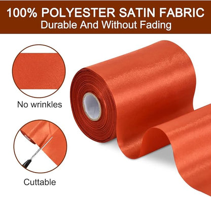 TONIFUL 4 Inch Wide Copper Solid Satin Ribbon 22yd Fabric Large Ribbon for Cutting Ceremony Grand Opening Chair Sashes Table Hair Car Bows Floral Craft Sewing Wedding Party Decoration