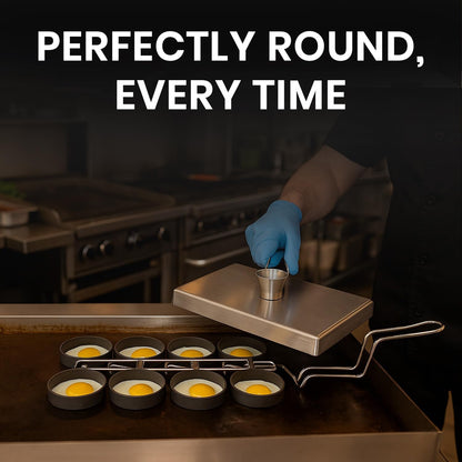 Rattleware Stainless Steel Egg Rings - Commercial-Grade, Even Cooking, Heat-Resistant Handle, Ideal for Frying Eggs - Durable & Trusted by Professional Chefs Worldwide (8 Ring Set)