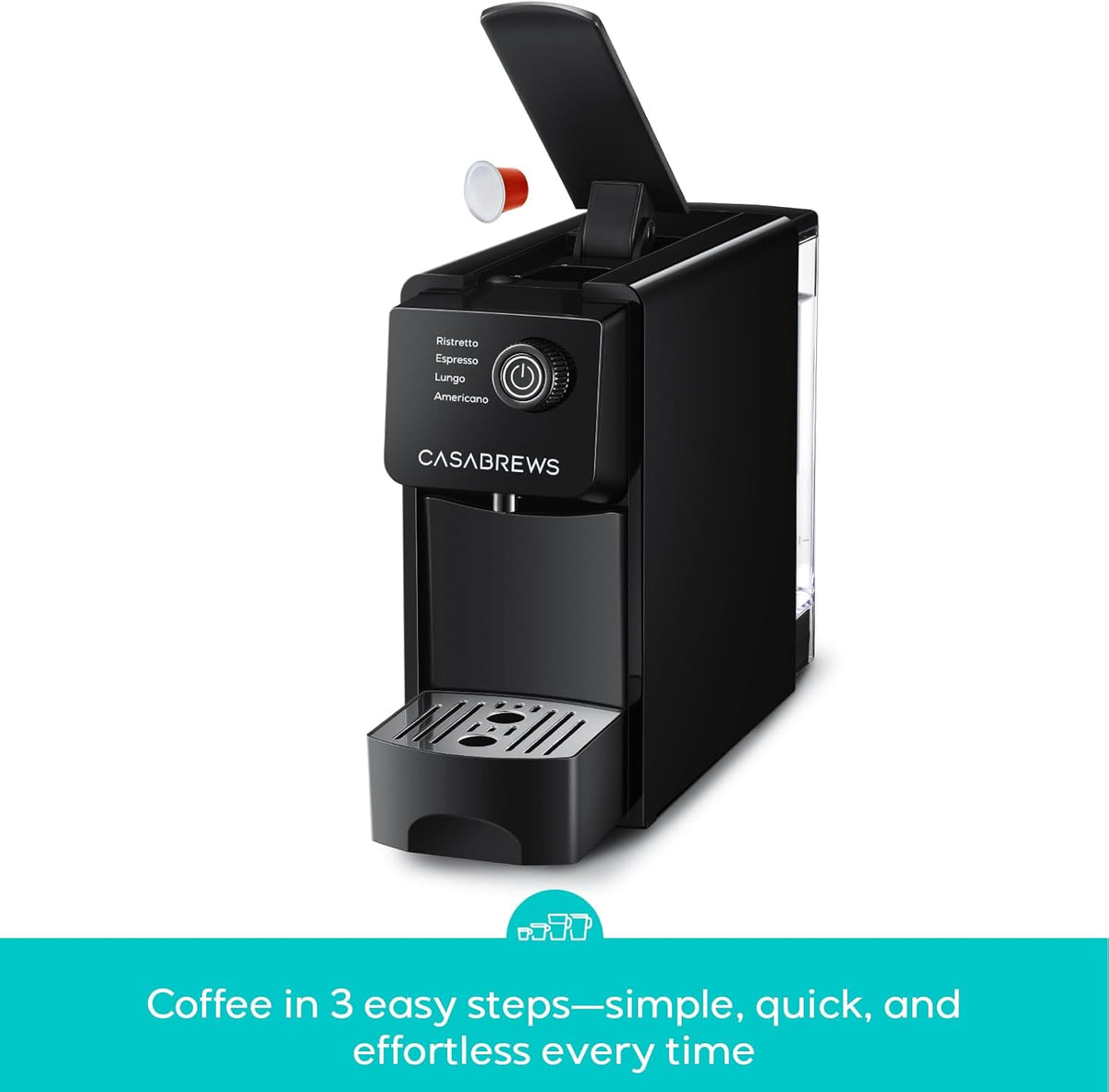 Casabrews CM7036E Espresso Machine for Nespresso Original Pods, 20 Bar Compact Capsule Coffee Machine with 21 oz Removable Water Tank and 4 Brewing