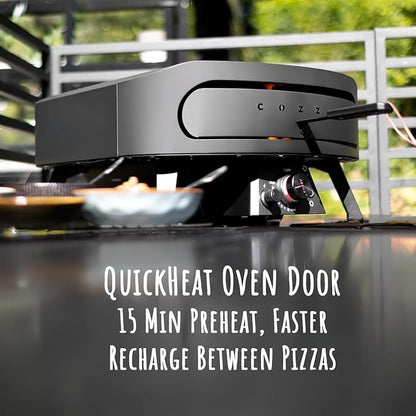 17" Gas Pizza Oven with Rotating Pizza Stone for Easy Restaurant-Style Pizza at Home – Triple Burner, Built-In Thermometer, Fast 15-Min Preheat, Portable Outdoor Pizza Oven