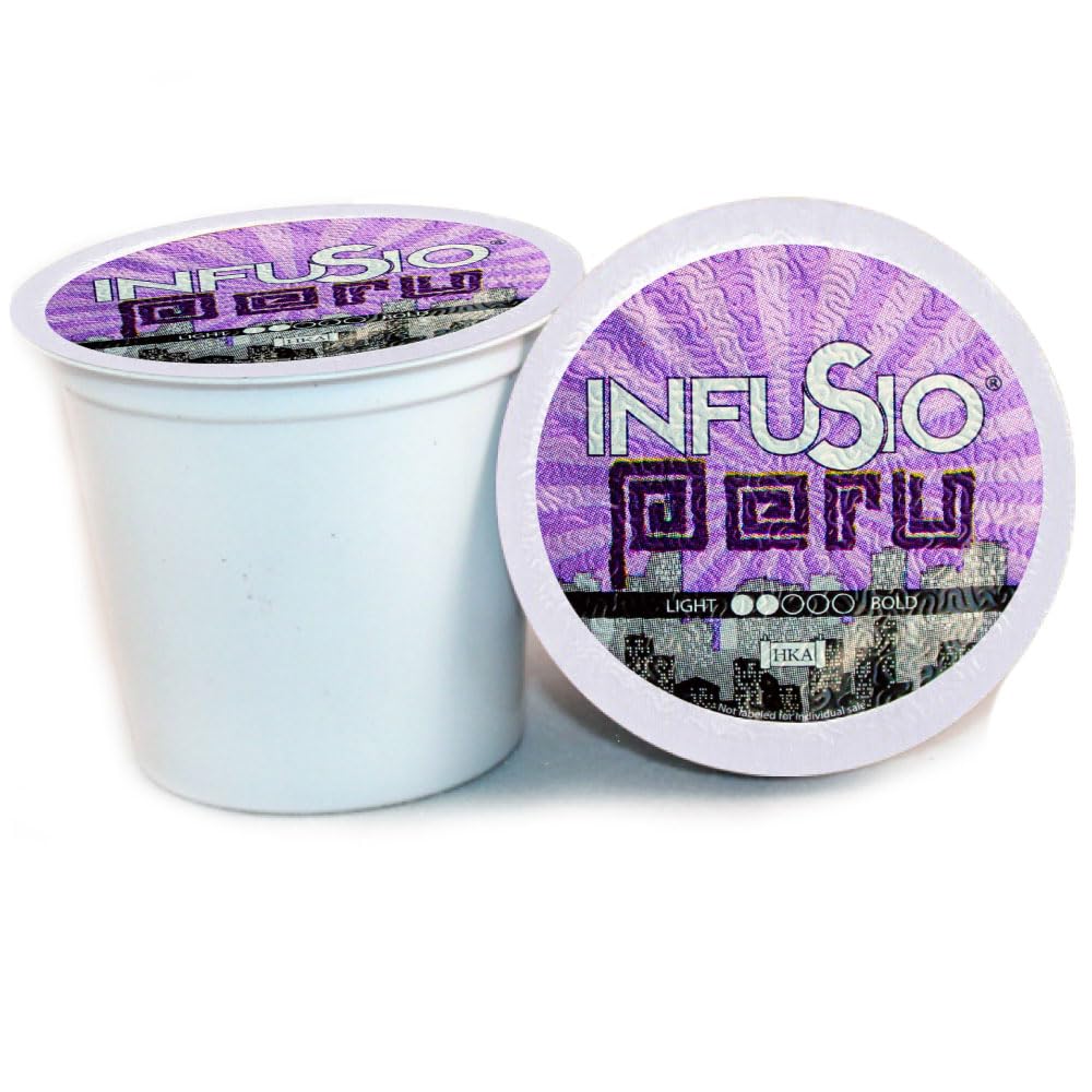 InfuSio Coffee Pods 96 Count Peru Medium Light Roast Single serve Coffee pods for Keurig K Cup® Brewers