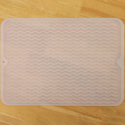 Silicone Dish Drying Mat for Multiple Usage,Easy clean,Eco-friendly,Heat-resistant Silicone Mat for Kitchen Counter or Sink,Refrigerator or drawer liner Translucent L 16 inches x 12 inches