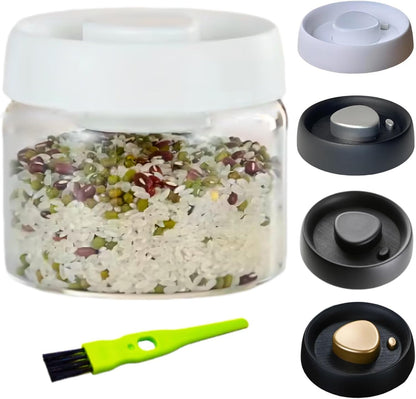 Vacuum Glass Jar with Airtight Lid,13.5floz/400ml Borosilicate Glass Coffee Canister Container,Perfect for Coffee Beans & Grounds,Loose Leaf Tea,Candy,Sugar,Nuts,Spices