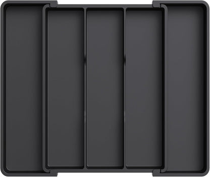 Lifewit Cooking Utensil Drawer Organizer, Expandable from 11 to 18 inches, Adjustable Cutlery Silverware Tray, Plastic Flatware Spatula Holder, Kitchen Tools Gadgets Storage Divider, Black