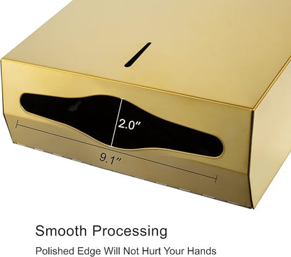 Commercial Paper Towel Dispenser Wall Mount, Tri-fold/Multi-fold/C-Fold Stainless Steel Paper Towel Holder Hand Towel Dispenser with Key (Gold)