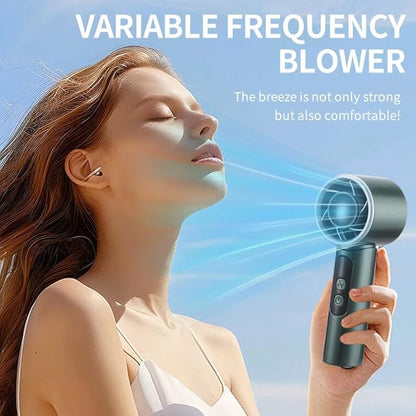 Handheld Fan 4000mAh,Portable Personal Fan with 5 Speeds&LED Digital Display,9-12H Long Battery Life,Turbo Brushless Motor,Strong Wind Rechargeable Fan for Home Office Outdoor Travel (green)
