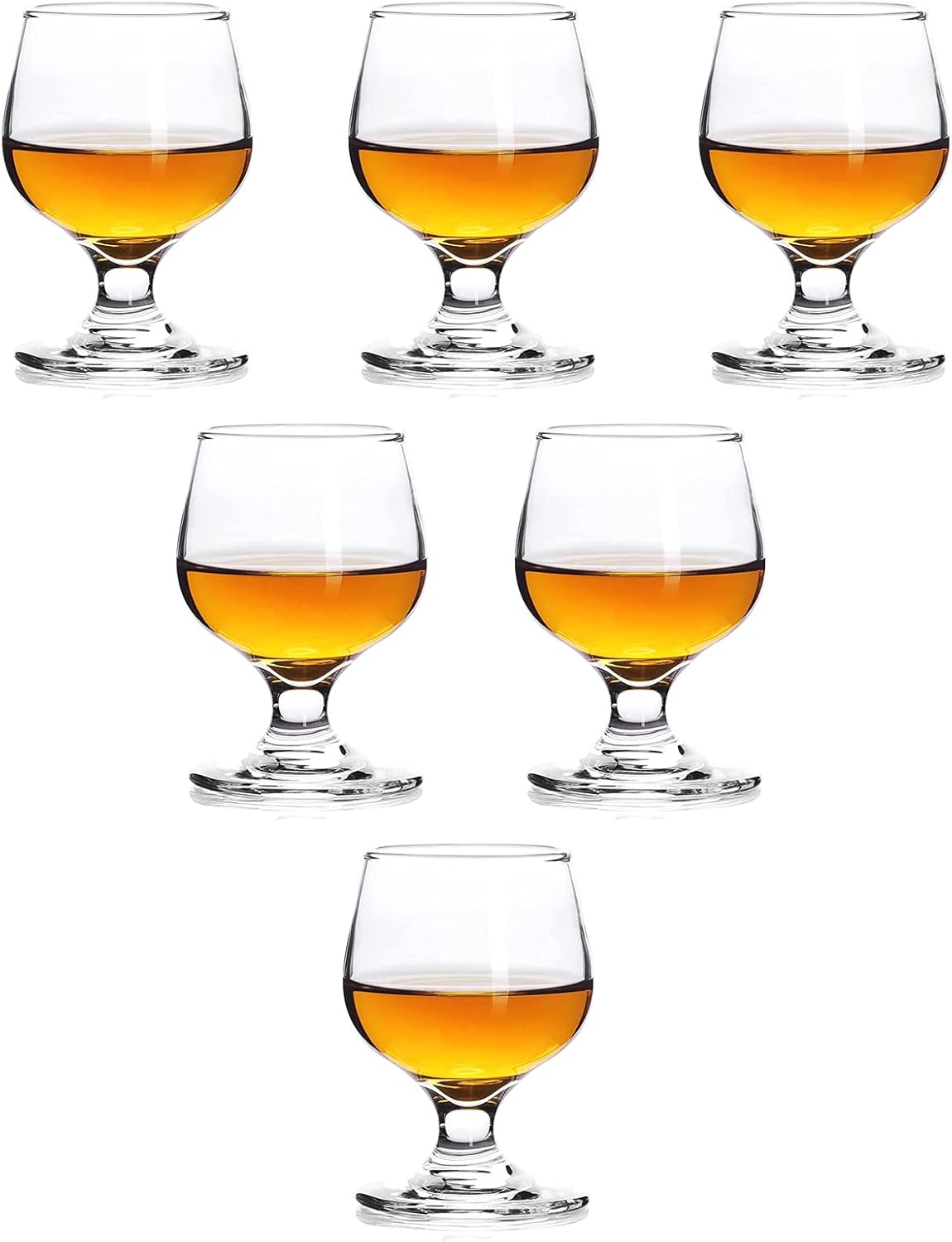 Shot Glasses - 6pc Set, 8.8oz Clear Cute Glass Snifters Perfect for Tasting Brandy