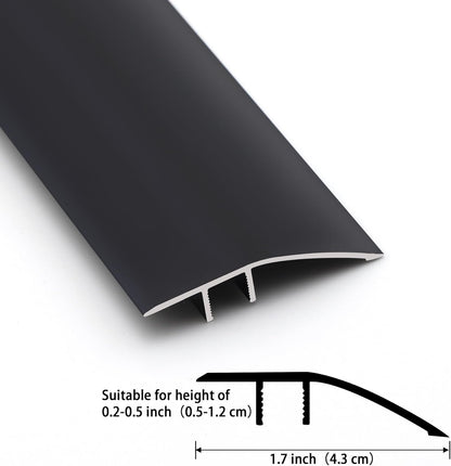 Gaahing Aluminum Floor Transition Threshold Strip, Bridge The Height Gap Between 0.2 to 0.5 inches for Doorway Ramp Tiles Laminate Planks (35.4in x 1.7in, Matte Black)