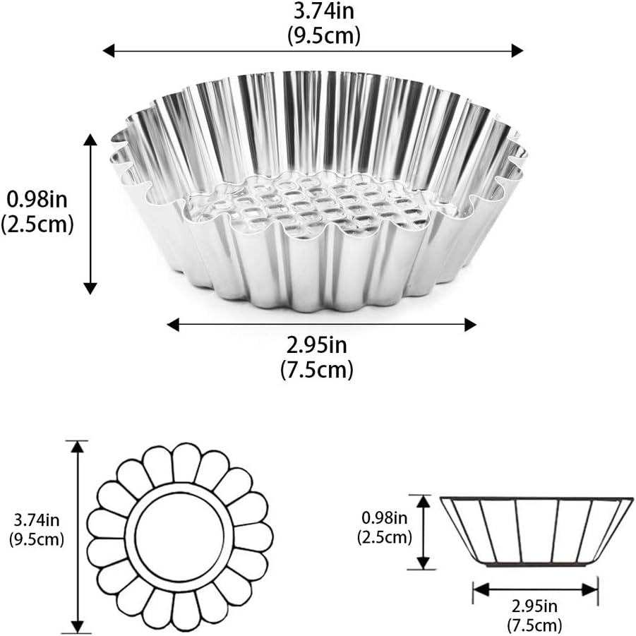 20 Packs Cupcake Mold, 3.8inch Stainless Steel Mini Pie Tartlet Cupcake Cake Muffin Mold Tin Pan Baking Tool