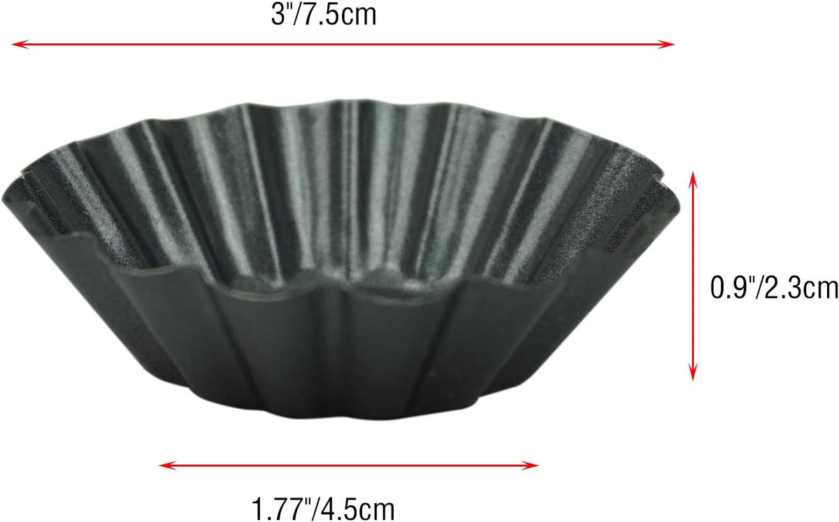 12 Pack Egg Tart Pan, Small Nonstick Carbon Steel Tartlet Tins