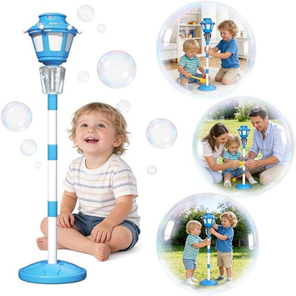 BBnote Street Lamp Bubble Machine with Light, Rechargeable Outdoor Summer Bubbles Toys for Kids & Adults, Bubble Blower and Wand Toy, Birthday Christmas Party Gifts for Toddlers Teens Blue