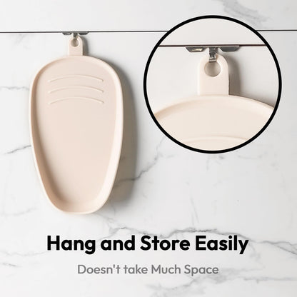 Carrotez Large Silicone Spoon Rest for Stove Top - Unbreakable Heat Resistant Silicone Utensil Rest for Kitchen Countertop - Oversized Wide Non-Scratch Spoon Holder for Camping - Ivory