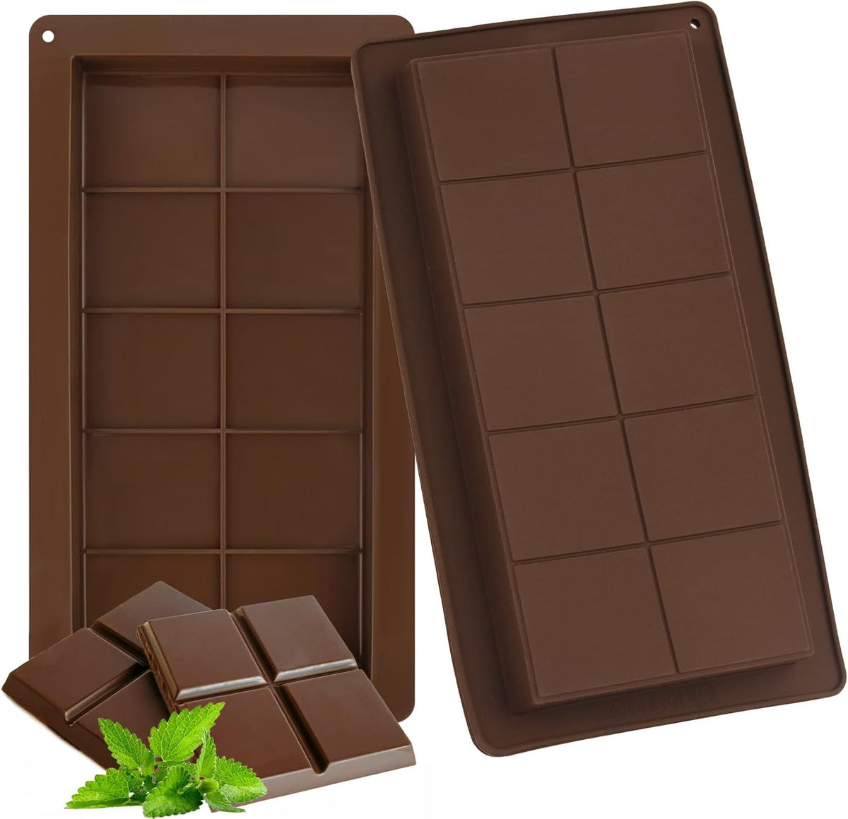 Yisquar Chocolate Bar Mold 2 Pack Dubai Mold 1 Inch Deep Silicone Chocolate Form Thick Candy Bar Form for Filling Pistachio DIY Chocolates Snacks