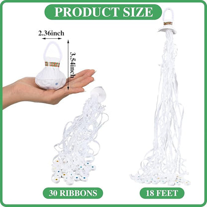 Wettarn 100 Pcs Throw Streamers Confetti Romantic Hand No Mess Streamer Crackers for Christmas Wedding Birthday Party Celebrations Graduation Party Favors(White)
