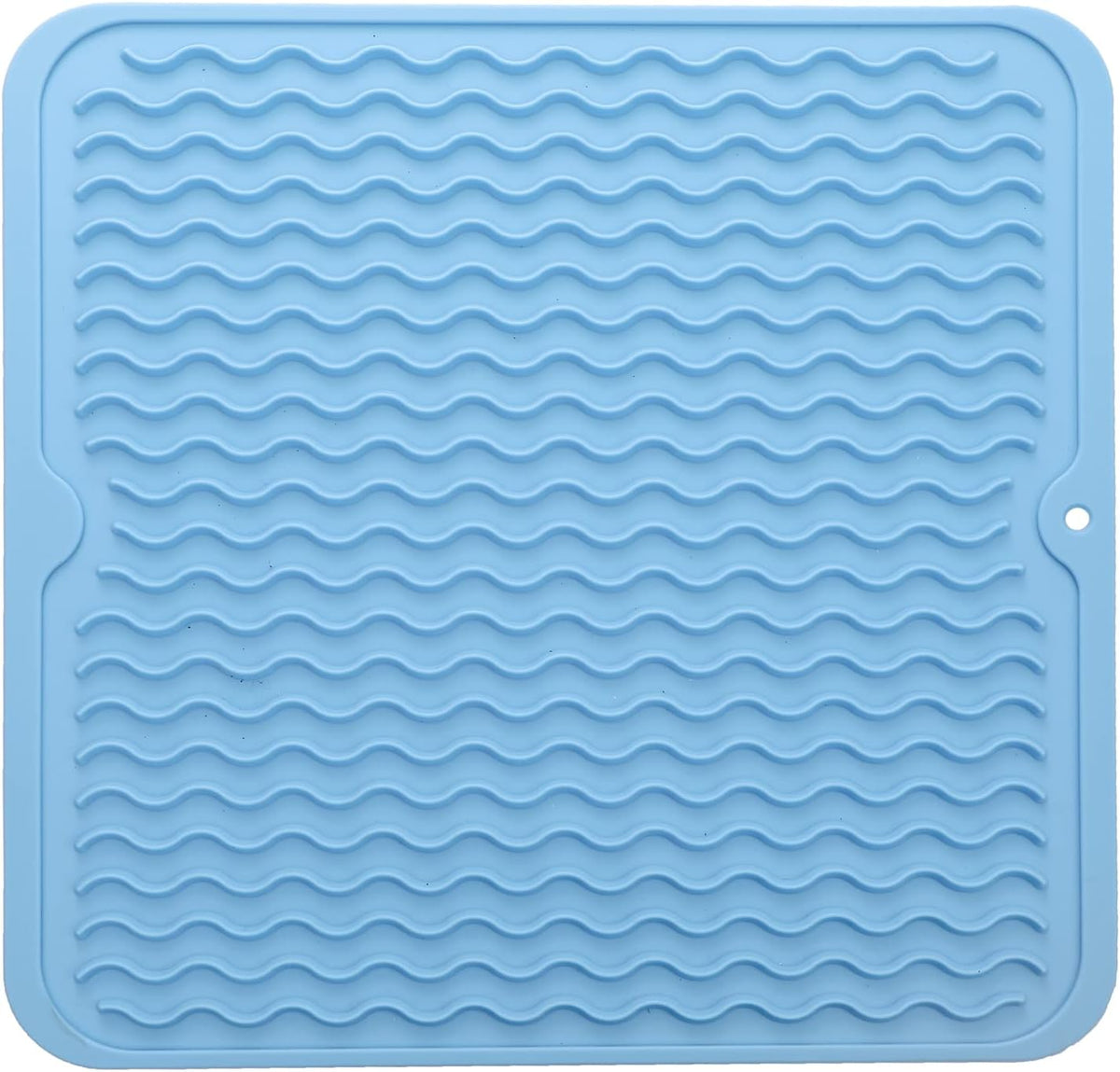 Silicone Dish Drying Mat for Multiple Usage,Easy clean,Eco-friendly,Heat-resistant Silicone Mat for Kitchen Counter or Sink,Refrigerator or Drawer liner Light Blue M 12 inches x 12 inches