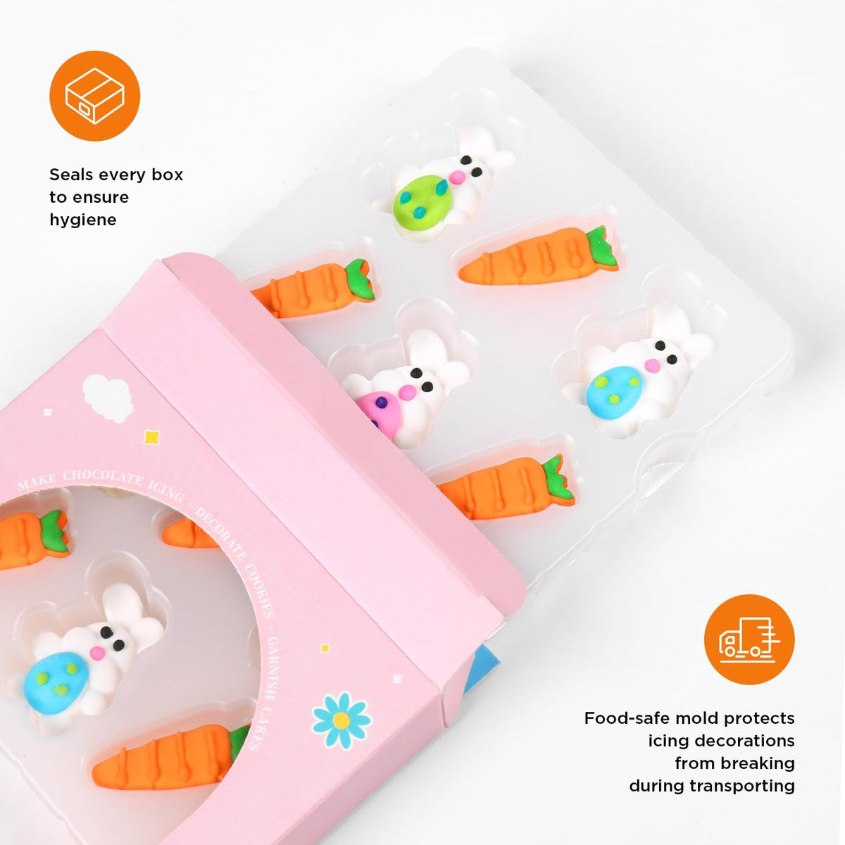 Edible Easter Cake Decorations for Cake Decorating, Carrot Cake Decorations, Bunny Cupcake Toppers for Easter Theme Cake, Macarons, Cookies, Waffles