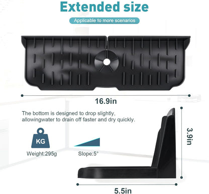 Silicone Kitchen Sink auto Drain Organizer, Kitchen countertop and Sink Splash Guard.Kitchen Sponge Rack and organizing Shelf，Suitable for Cleaning Tools, dispensers, Bottles, Cups (Gray)