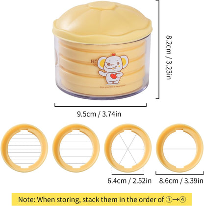 Egg Slicer, 4-in-1 Stainless Steel Wire Egg Cutter, Strawberry Slicer with Cute Container, Multi-Function Dicer and Chopper Tool for Hard Boiled Eggs, Mushrooms, Kiwis, Bananas, Tomato & Soft Fruits