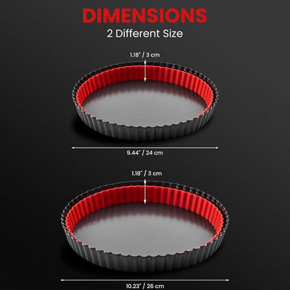 Tart Pan 9 Inch 10 Inch Removable Bottom,with Crust Shaper Ring, Non-stick