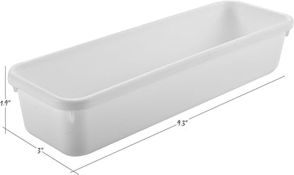 Masirs Interlocking Drawer Organizer Bins - Durable Plastic, Various Sizes for Custom Layout Design. Great for Desk Drawer, Tool Box or Garage Organization. (White | 8-Piece Set)