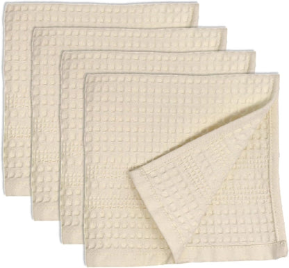 GILDEN TREE Waffle Towels Wash Cloths for Showering, Exfoliating Washcloth Face Towels, Quick Dry Towel Cotton Washcloths Set of 4, Classic Style (Cream)