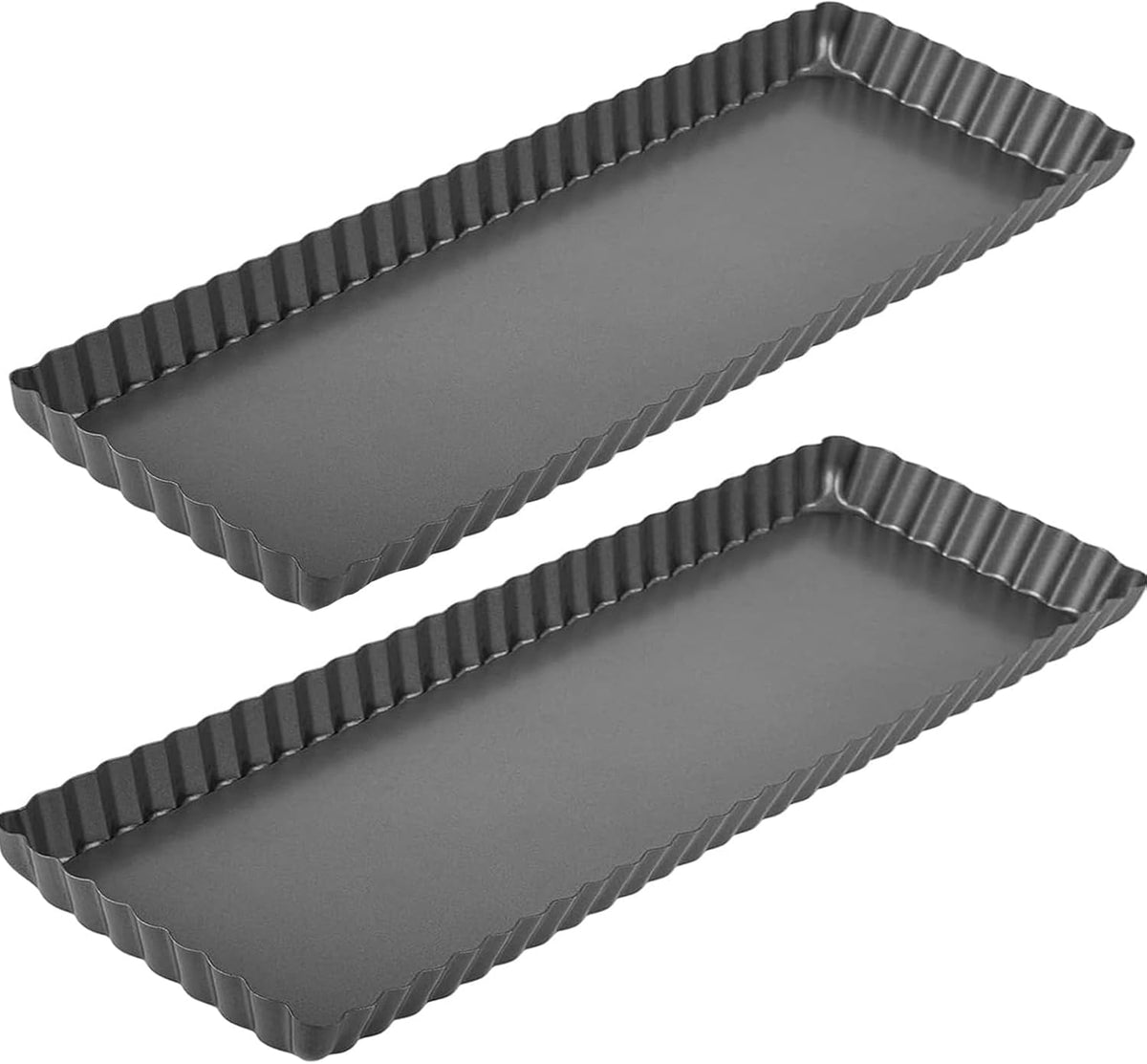RINCH-PAN Rectangular Tart Pan, 2 PCS 14 Inch Long Pan Non-Stick Tart Pan With Removable Loose Bottom, Suitable For Pies, Biscuits, Cheesecakes