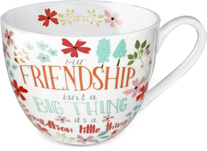 Friendship Coffee Mug, Premium 20 oz Bone China Coffee Tea Hug Mug, Perfect Birthday, Holiday, and Christmas Gift for Women and Female Friends