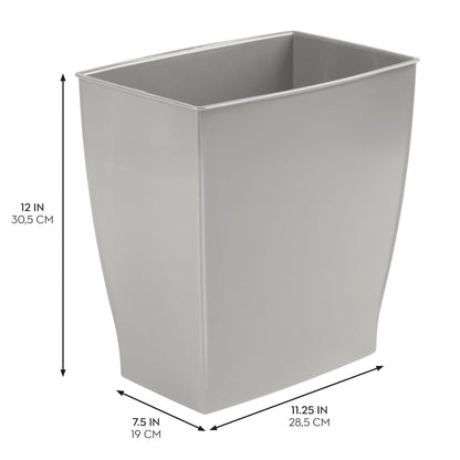 iDesign Small Bathroom Trash Can, Ideal for Primary and Guest Bathroom or Office, Gray, Made in USA