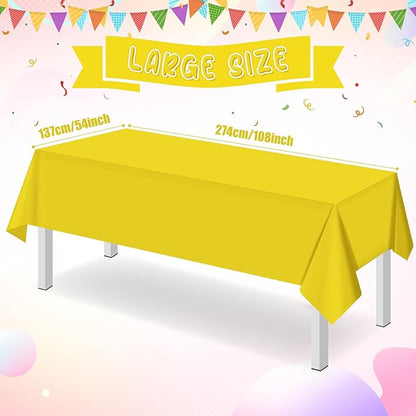 16Pack Yellow Plastic Tablecloth for Rectangle Tables, Premium Decorative Yellow Disposable Table Cloths for Parties, Rectangle Party Table Cover for Birthday Wedding Baby Shower Festivals, 54x108Inch
