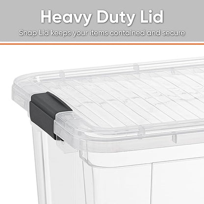 Superio Small Clear Storage Boxes with Lids, 11 Quart Plastic Container Bins for Organizing, Stackable Crates, BPA Free, Non Toxic, Odor Free, Organizers for Home, Office and Dorm, 4 Pack