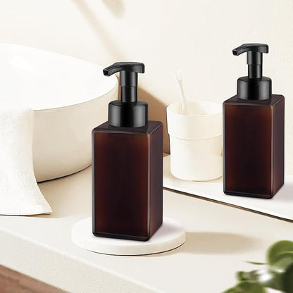 3 Pack Foaming Soap Dispenser Empty Plastic Foam Pump Bottle Refillable Foam Soap Bottle Dispenser for Shampoo Liquid Soap Face Wash (Brown, 450ml/15oz)