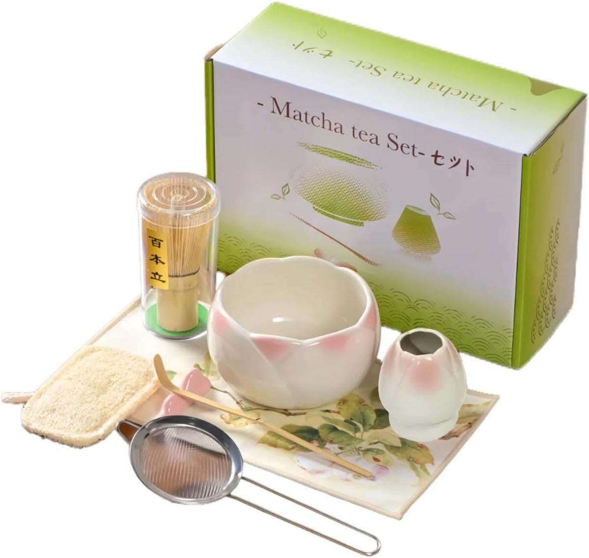 8 pieces Handmade Gift box set of ceramic matcha bowl, Japanese retro high appearance level tulip matcha bowl