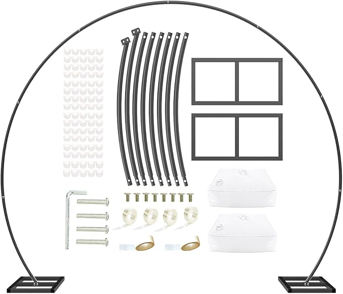 LANGXUN 9.5ft Large Size Black Metal Balloon Arch Kit - Birthday & Wedding Decoration, Graduation & Event Party Supplies, Baby Shower Photo Background