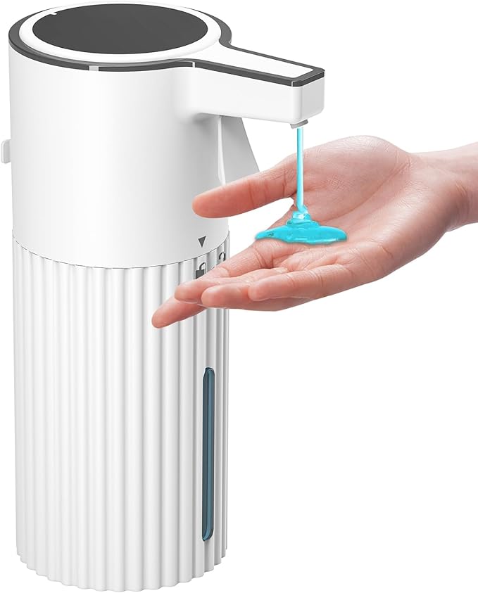 Push-Activated Automatic Soap Dispenser, Continuous Flow Control 400ml Large Capacity AA Battery Powered Waterproof Adjustable Volume Soap Dispenser for Bathroom & Kitchen(Liquid)