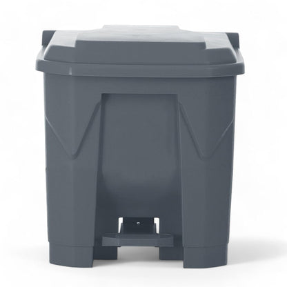 PRO&Family Step-On Trash Can with Lid, Plastic Waste Bin, Foot Pedal Operation (Gray, 8 Gallon)