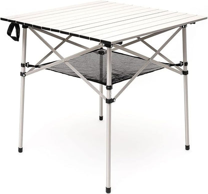 SUNNYFEEL Aluminum Folding Table for Camping, Lightweight Roll Up Top, Portable Camp Tables with Carry Bag for Outdoor Picnic (Square, Gray)