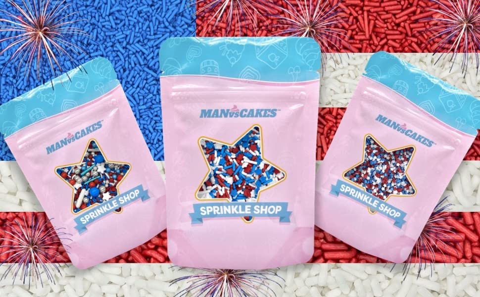 Sprinkles, Blue Sprinkle, 4 Ounces, Jimmies, Sprinkle, Manvscakes, Chocolate Flavor, Non Toxic