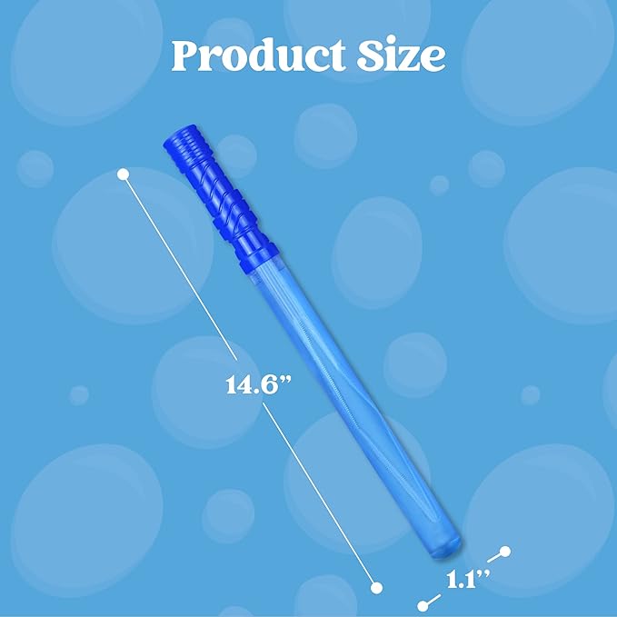 JOYIN 12 PCS 14.6’’ Big Bubble Wands with 12 X 12 ml Bubbles Refill Solution + 32 oz Bubble Solution Concentrated Refills (up to 2.5 Gallon) for Kids, Adults, Summer Toy Party Favor, Outdoors, Easter