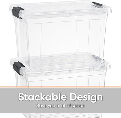 Superio Clear Storage Boxes with Lids, 8.75 Quart Plastic Container Bins for Organizing, Stackable Crates, BPA Free, Non Toxic, Odor Free, Organizers for Home, Office, School, and Dorm