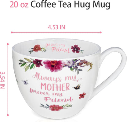 Mom Mugs for Daily Coffee and Tea, Premium 20 oz Bone China Coffee Tea Hug Mug, Perfect Holiday, Birthday, and Mother's Day Gift for Moms