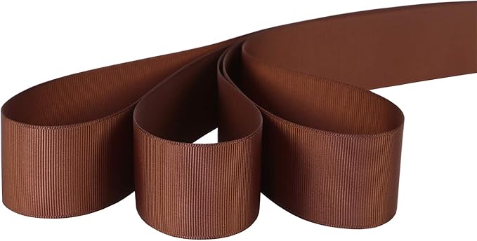 Ribbonitlux 1.5" Wide Solid Grosgrain Ribbon 25 Yards (850-Brown）, Set for Gift Wrapping, Party Decor, Sewing Applications, Wedding and Craft