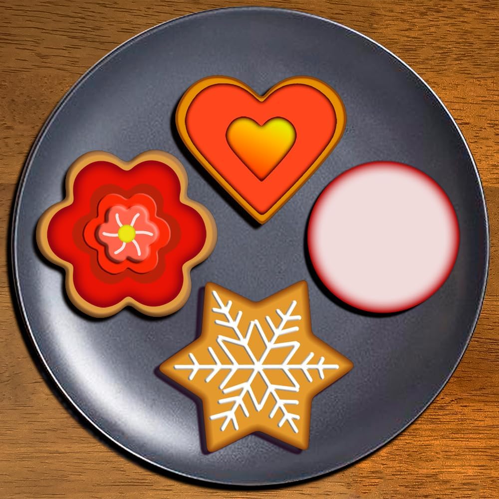 Metal Cookie Cutters Set- Heart, Star, Round, Flower - 12Pcs Cookie Cutters - Heart Star Cookie Cutter Round Small Cutter Flower Cookie Cutter for