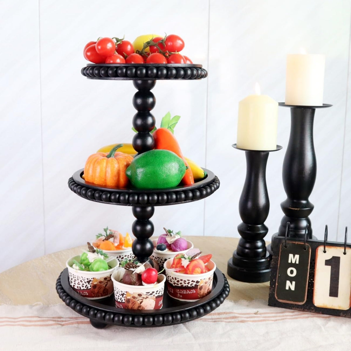 3 Tier Serving Tray， Wood Cupcake Stand，3 Tier Cupcake Stand，Tiered Tray Stand，Wooden Tiered Tray Stand，Suitable for
