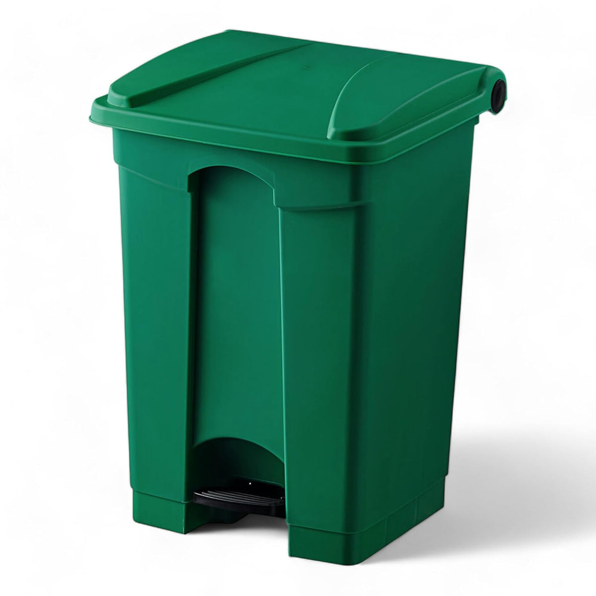 PRO&Family Step-On Trash Can with Lid, Plastic Waste Bin, Foot Pedal Operation (Green, 12 Gallon)