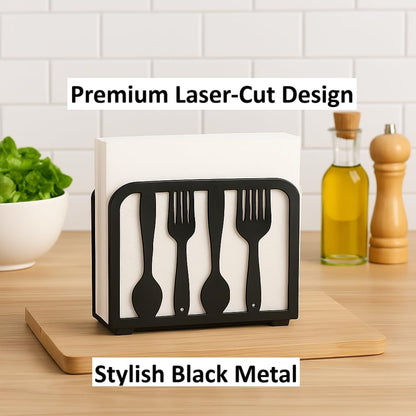 Modern Metal Napkin Holder for Kitchen & Dining Table – black large high end napkin holder for Everyday & Cocktail Napkins – Farmhouse & Restaurant Style - Set 2