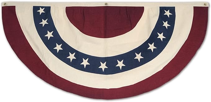 Beistle Americana Fabric Bunting Red, White & Blue Memorial Day & 4th of July Decorations, Stars & Stripes Patriotic Themed Party Supplies, 24” x 48”