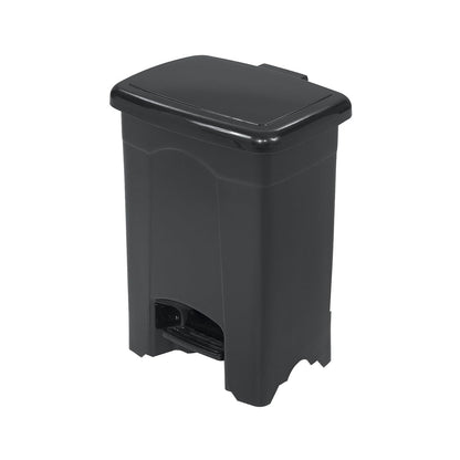 Safco Step On Plastic Trash Can with Foot Pedal, 4 Gallon Garbage Can for Kitchen, Bedroom, Office, Hands Free, Black