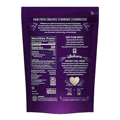 Wholesome Organic Cane Sugar, Fair Trade, Non GMO & Gluten Free, 1 Pound (Pack of 12)